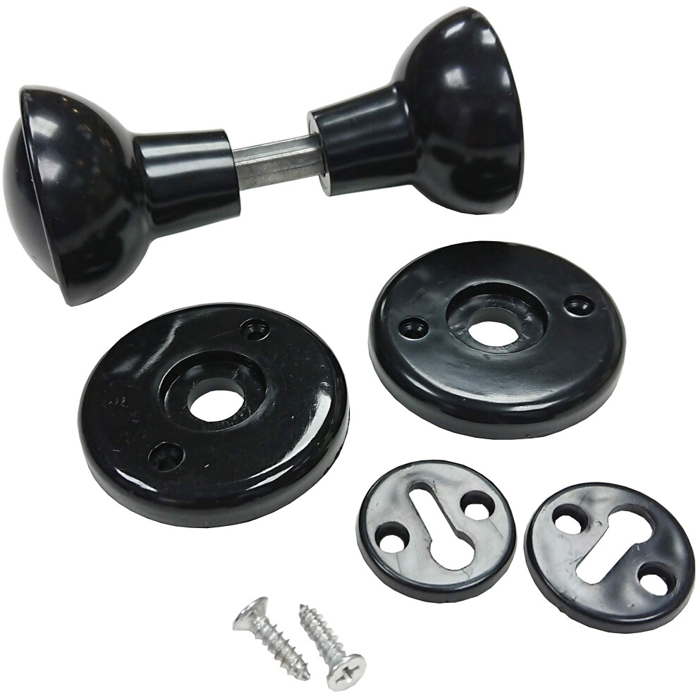 Merriway Bh01842 Plastic Mortice Cupboard Cabinet Door Knob Set-Black 5051226902543