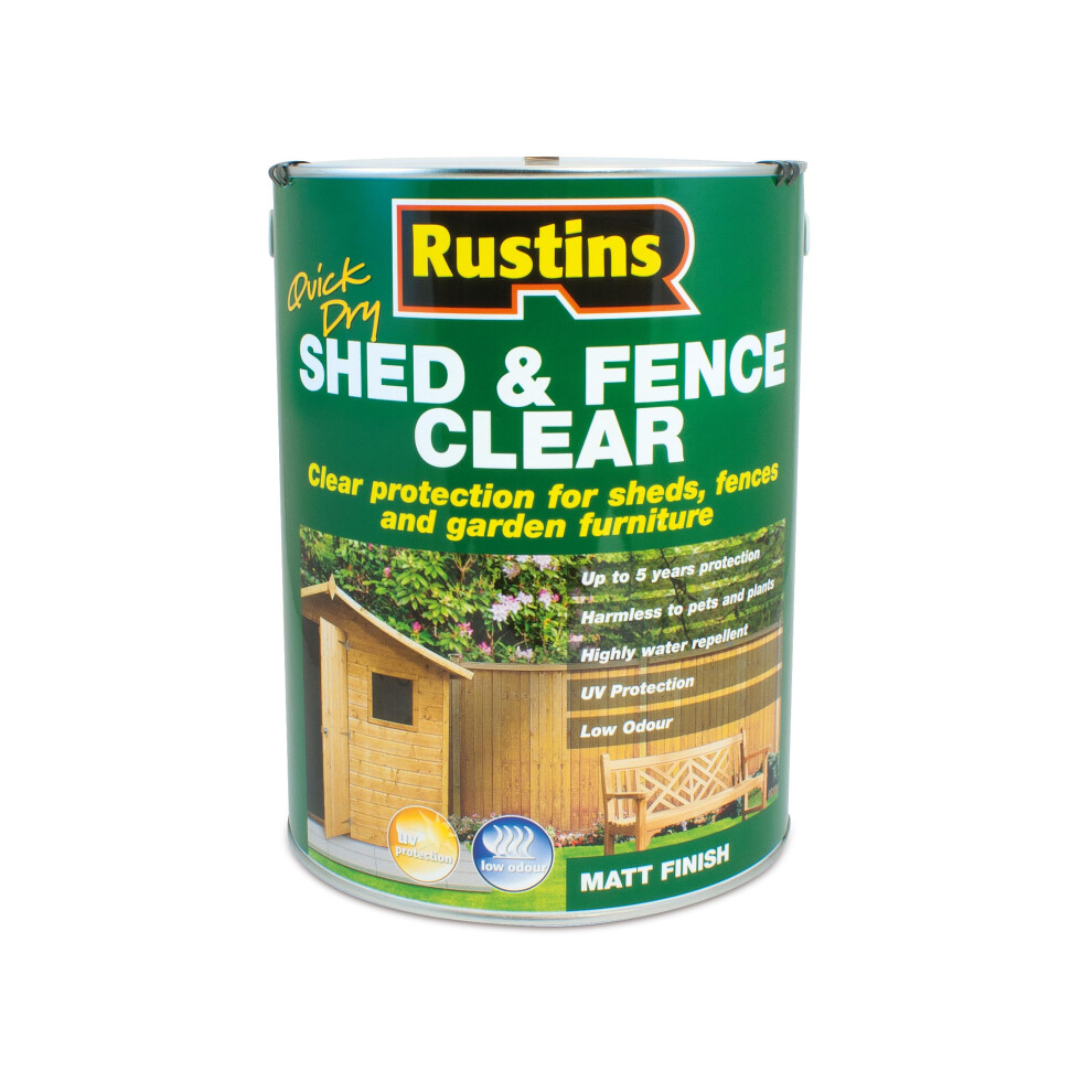 Rustins Shed & Fence Clear 5L - Advanced Wood Protector For Outdoor Structures