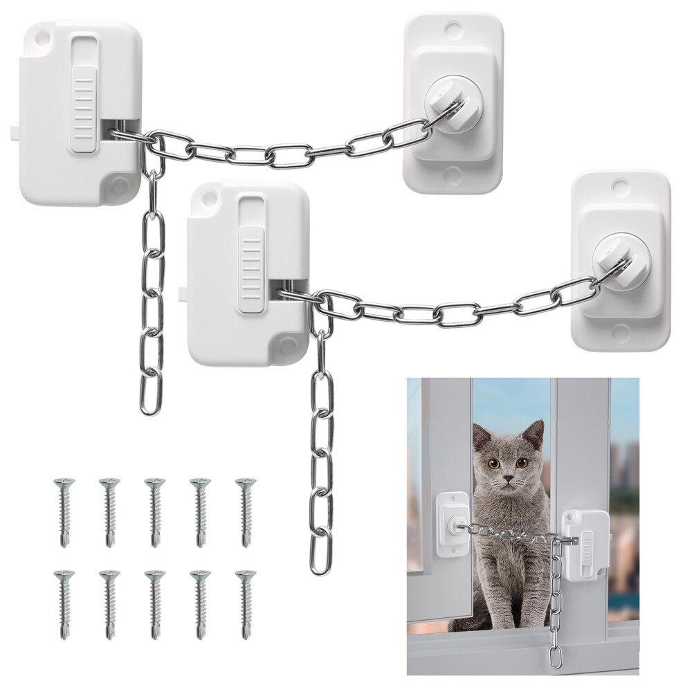 2Pcs Window Locks Window Safety Restrictors With Screws, Window Restrictor Locks For Child Pets Safety, Adjustable Window Lock For Door, Sliding Wind 3274384348561