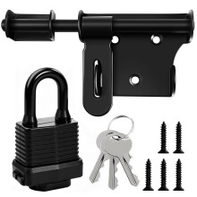 MIVITOOM 6 Inch Door Lock Sliding Bolt Lock with Padlock - Heavy Duty Garden Gate Lock & Shed Lock, Black Barrel Latch for Wooden Fence,Yard