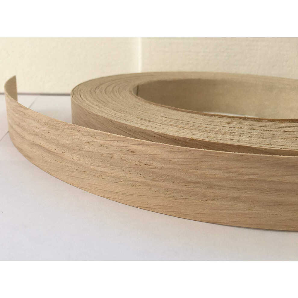 Pre Glued Iron On Oak Wood Veneer Edging Tape 22Mm Wide X 5 Metres 5051226933554
