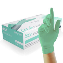 UNIGLOVES Mint Pearl Nitrile Examination Gloves - Multipurpose, Powder Free and Latex Free Disposable Gloves - Box of 100 Gloves, Mint, Medium