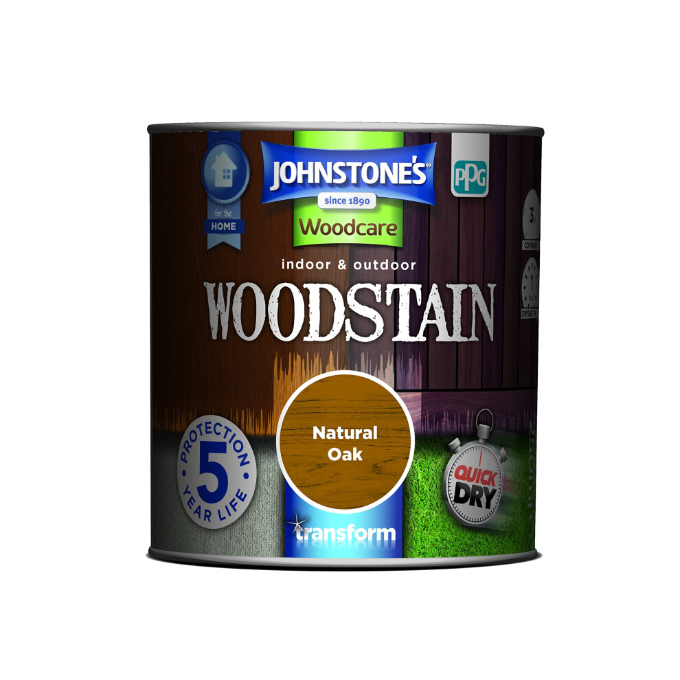 Johnstone's Johnstone’s - Interior & Exterior Woodstain - Natural Oak | Weathershield, Uv Resistant, Quick Drying In 4 Hours, Durable & Flake-Resistan