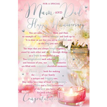 for A Special Mum & Dad Anniversary Candle Design Sentiments Card Lovely Verse