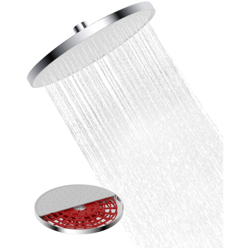 Hibbent Self-Cleaning Rainfall Shower Heads, 10 Inch, White