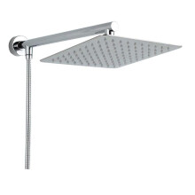 Rozin 8 inch Shower Head Set with Shower Hose Shower Arm, Square Ultra Thin Stainless Steel Chrome Shower Head Wall Mounted Shower Tap