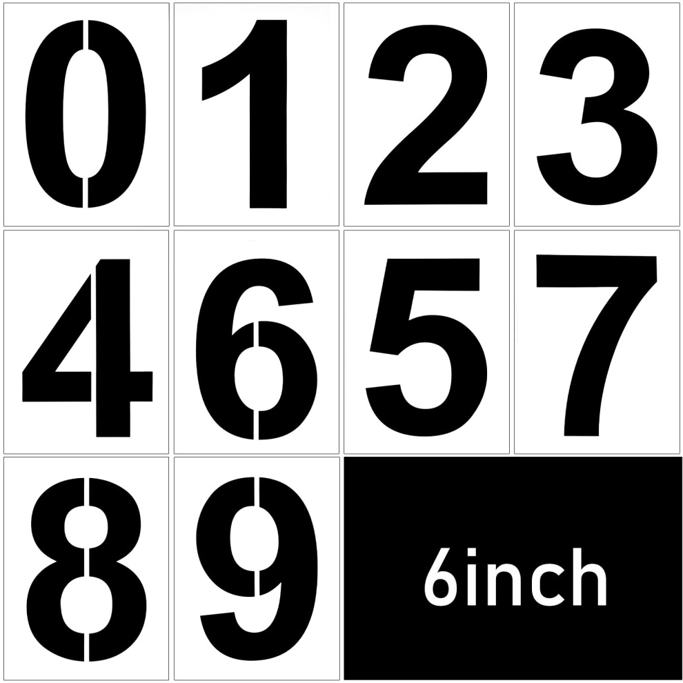Qianyu 6 Inch Large Number Stencils Set Plastic 0-9 Address Number Stencils Kit Reusable Digital Templates For Cake Stencil Mailbox Signs Templates 5051226898457