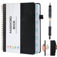 Moosono Password Book Alphabetical with Tabs, Address Books, Spiral Password Notebook, Telephone Book with Pen for Password and Address Management