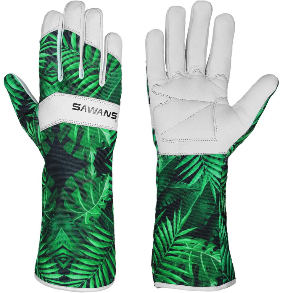 Leather Gardening Gloves Ladies Men/Women Short & Long Forearm Protection Thorn Proof Breathable Spandex Goatskin Leather Rose Pruning Garden Safety 5051226974502