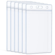 Uniclife 6 Pack Vertical ID Card Badge Holder Waterproof Clear PVC Card Sleeve Case Cover Heavy Duty Card Protector Pouch with Resealable Zip for