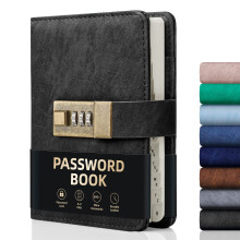 WEMATE Password Book with Lock, Password Book with Alphabetical Tabs 600+ Password Spaces, Password Logbook with Lock