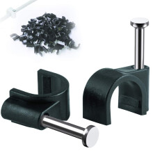 Round Cable Clips, 8MM Electrical Cable Wall Clip - Nail Clips Cable Management, 100Pcs Steel Nails Tacks Holder for Organizing Electric Wires Cables