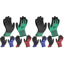 PROGANDA 6 Pairs Gardening Gloves Ultra-Grip Work Gloves Non-Slip Latex Coated Colourful Verstile for House Car Cleaning Fishing Outdoor Multipurpose