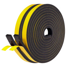 fowong Draft Excluder for Doors, 2 Rolls 12 mm(W) x 6 mm(T) Weather Stripping Door Window Seal Strip, Foam Seal Tape for Windows and Doors, 8m Length