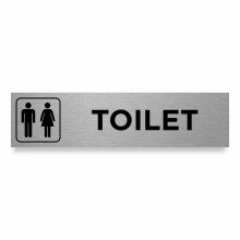 Slimline Aluminium Ladies Gentlemen Symbol Toilet Sign from ViroDisplay - 200 x 50mm - Brushed Silver - Durable Printed Surface