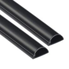 D-Line 30x15mm Cable Trunking 2m Pack, Half Round Profile, Self-Adhesive Wire Cover, Paintable Cable Management - 2x 30mm (W) x 15mm