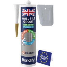 BONDIFY Waterproof Wall Tile Grout Grey Cartridge Ready Mixed 450g FAST DRYING Anti Mould Wall Grout Repair Kit Grey