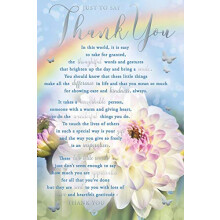 Just To Say Thank You Flowers & Words Design Sentiments Card Lovely Verse