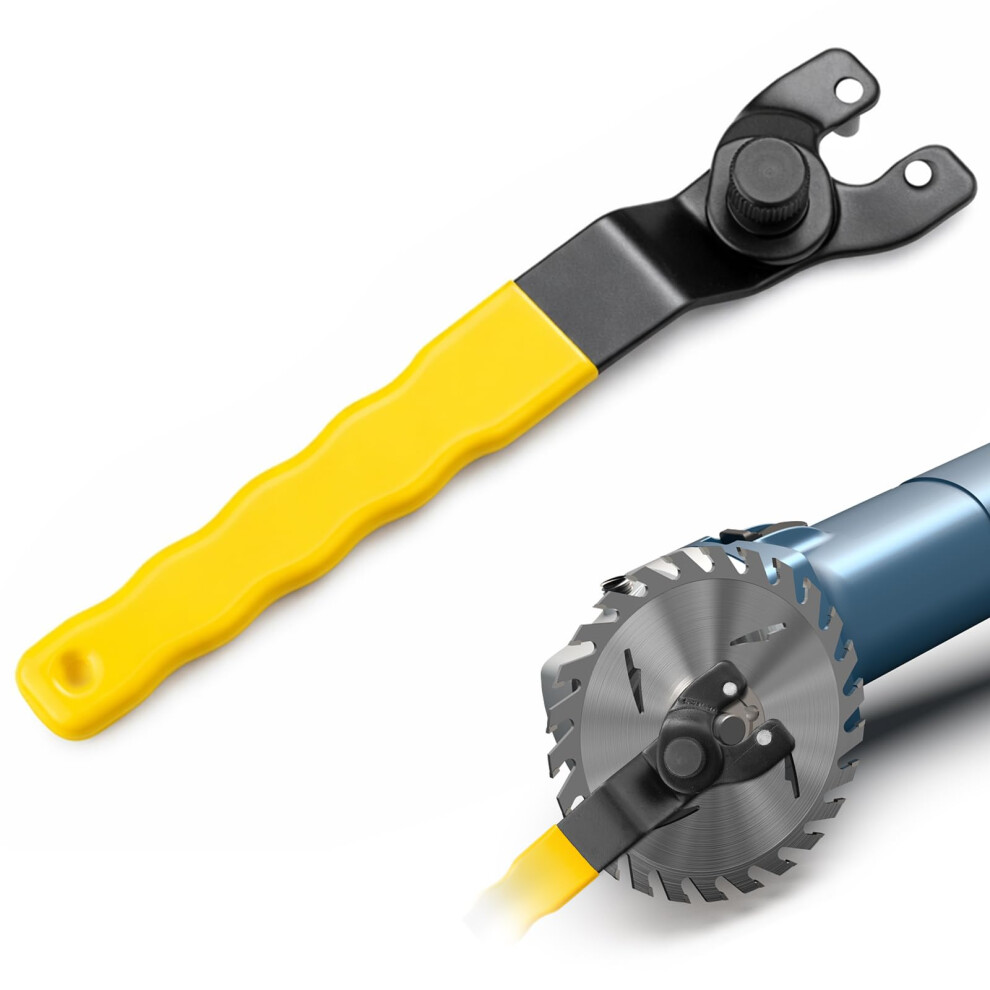 Kuou Angle Grinder Adjustable Spanner, Universal 10-52Mm Pin Key Wrench Lock-Nut Grinder Wrench With Non-Slip Plastic Coated Grip (Yellow Black) 5051226945977