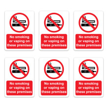 Dam Words 6 x No Smoking Signs for Premises | 100 x 75 mm Self Adhesive, Durable, & Weatherproof No Smoking or Vaping Signs for Premises