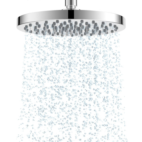 Hibbent Fixed Shower Head 8 Inch Rainfall Showerhead, Round, Chrome