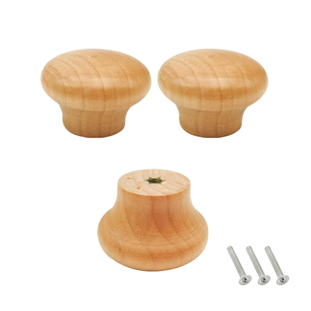 Plorede 3Pcs Wooden Drawer Knobs, Wooden Door Knobs, Round Cabinet Handles With Screws, Door Pull Handles Cupboard Handle Knobs For Kitchen Cupboards 5051226897146