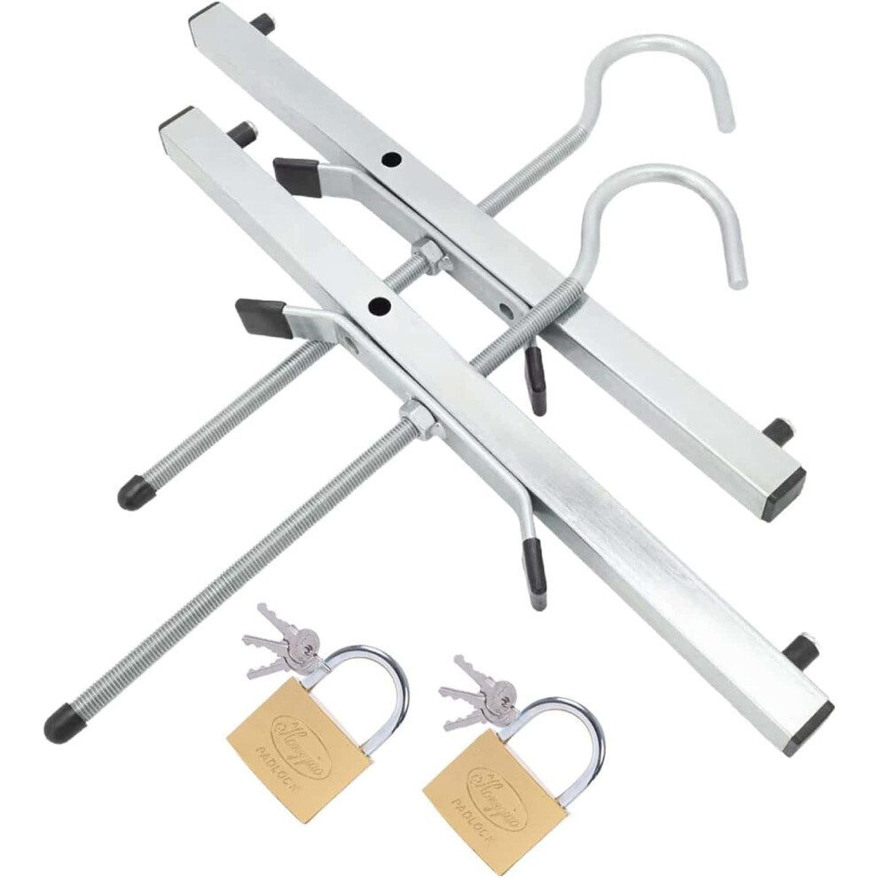 2 Pcs Ladder Roof Rack Clamps, 43 * 39.5 * 22Cm Roof Rack Clamp Lock, Universal Ladder Roof Rack Lock Van Roof Rack Clamps Lockable Safe Ladders With 5051226995859
