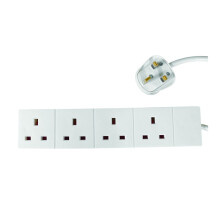 pro elec 1 m 4 Gang Power Strip Extension Cord Mains Plug - White,4g1mwhite3