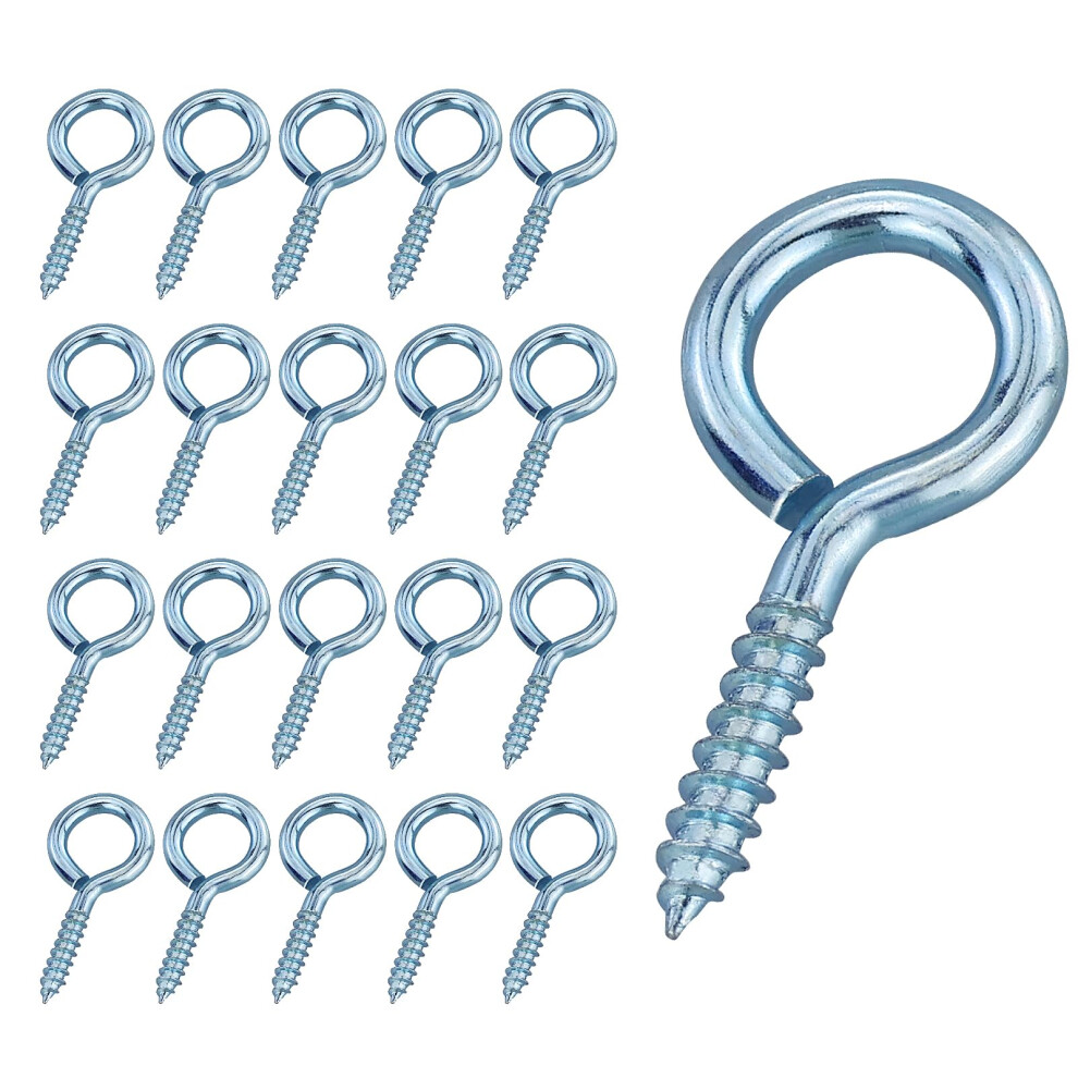 20 Pcs Eyelet Hooks - 30Mm Self Tapping Screw With Ring, Galvanized Eyebolt, Ceiling Hook And Hole Nail For Wood, Fixing Wires, Indoor And Outdoor 5051226995156