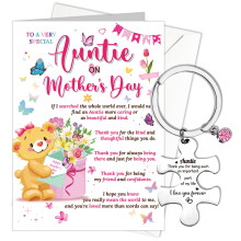 HOWAF Mothers Day Card for Auntie, Happy Mother's Day Card Auntie Mothers Day Card, Mothers Day Cards for Auntie Aunt Aunty, with Auntie Keyring