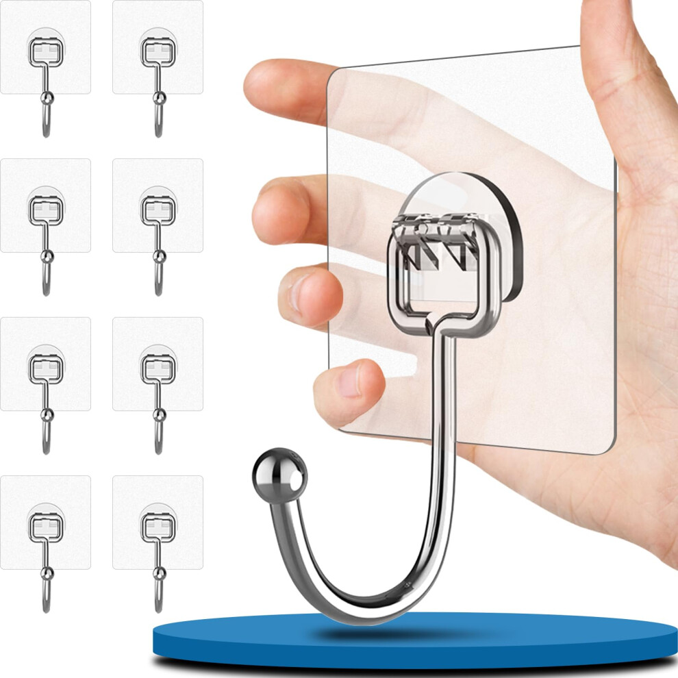 Vehepeay 8 Pcs Self Adhesive Hooks Can Hold Up To 33 Lbs(Max.), Super Sticky Hooks 304 Stainless Steel WonâT Be Deformed, Wall Hooks Stick On Bathro 5009466460088