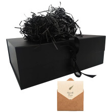 Black Gift Box, 33x26x11cm Large Gift Box with Magnetic Lids and Silk Ribbon Specially Designed for Presents Birthdays, Holidays, Anniversaries Gift