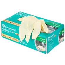 Bodyguard Gl8883 Powder Free Disposable Latex Glove, L Size, White, Pack of 100 (Packaging may vary)