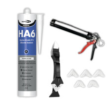 Bond-It HA6 Marine Silicone Sealant Clear 310ml, UV & Saltwater Resistant, Bundled With Caulking Gun, 3-In-1 Silicone Tool Remover And Finisher