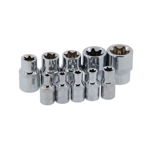 Neilsen Neilsen CT0732 10pc Star Socket Set 1/4in & 3/8in Drive E4–E18 Chrome Vanadium with Socket Rail