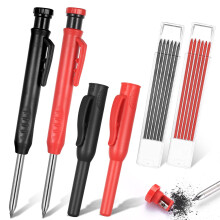 YiLUXmyyxgs 2 Pcs Carpenters Pencils Deep Hole Markers,Carpenter Pencil with Sharpener,Construction Pencils Mechanical Pencilss with 12 Refills 2.8mm