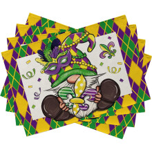 Jogo de 4 jogos americanos de algodão e linho para o Mardi Gras