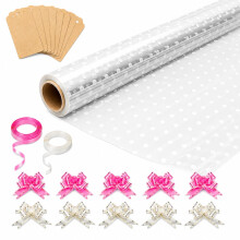 HURUC Dotted Cellophane Wrap Roll 80cm x 30m – Extra Wide 2.5 Mil Wrapping Paper for Gift Wrapping, Florist Packing, Basket Hampers