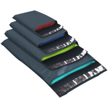 100x Grey Mailing Bags - Mixed Sizes, 100% Recyclable Parcel Bags, Self-Seal Postage Bags for Clothes - Strong & Sealable Plastic Envelopes