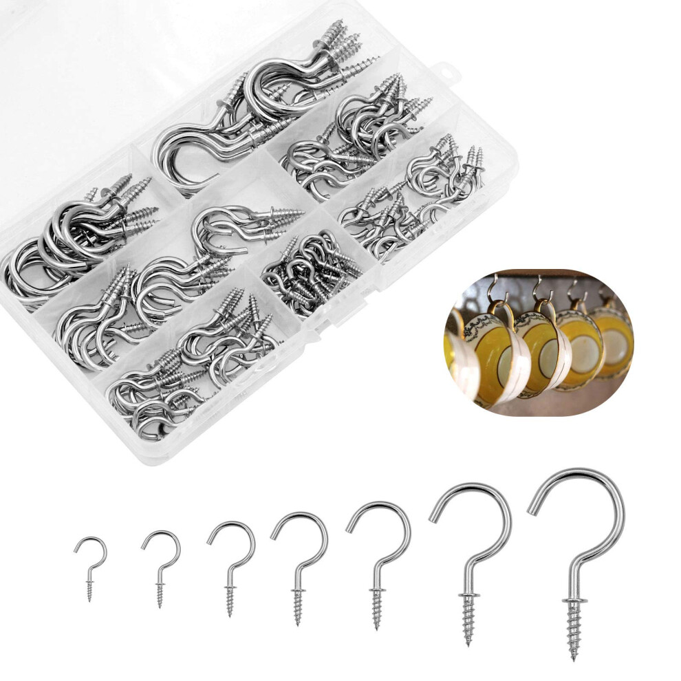 Hushtong 120 Pcs Screw Hooks, Nickel Plated Carbon Steel Screw-In Eye Ceiling Hooks For Hanging Plants, Kitchen Cabinet Shelf 5051226894572
