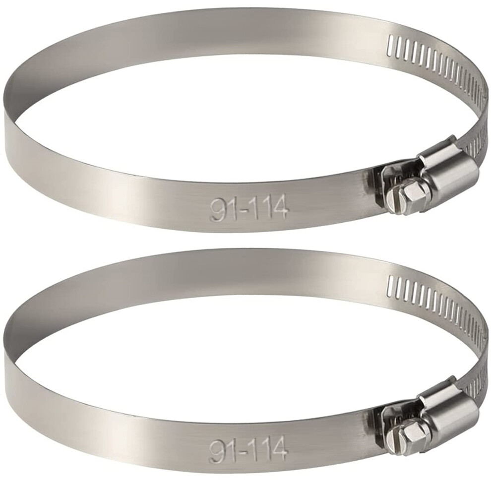 4 Inch Hose Clip Clamps Adjustable Large Size Stainless Steel 2 Pack Pipe Clips Worm Drive Clamp Assorted For Securing Hose Connections (91-114Mm) 5051226900518