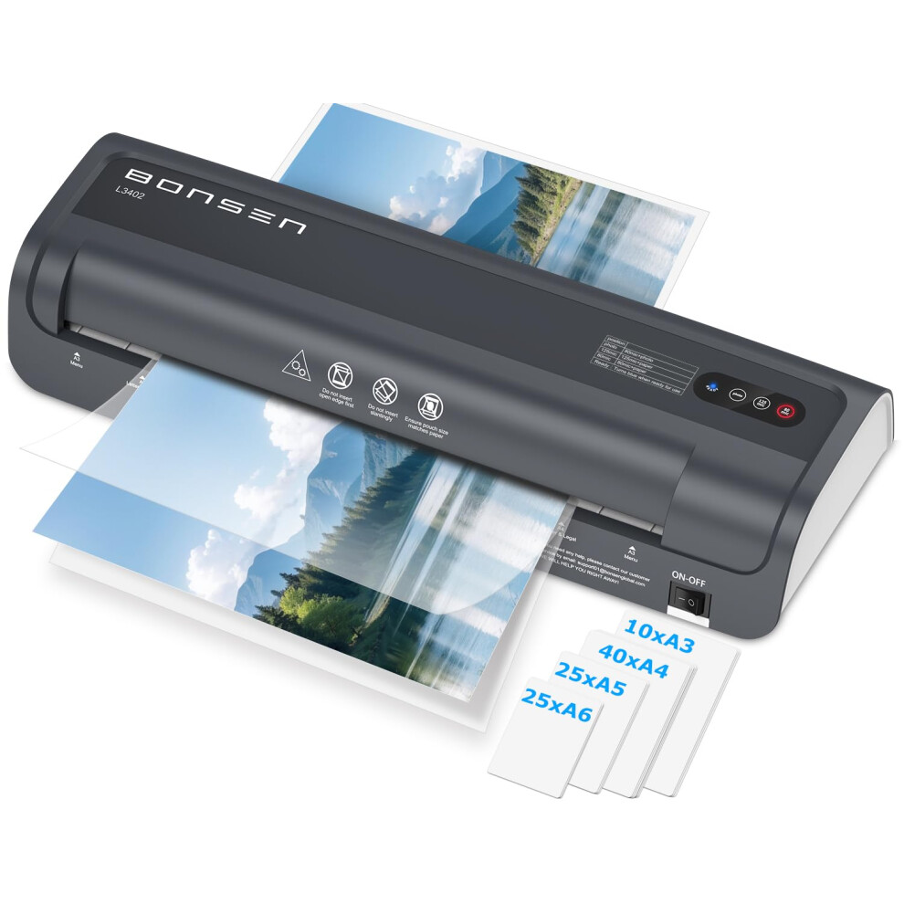 Photos - Other Office Equipment BONSEN A3 Laminator Machine with 100 Laminating Pouches, Never Jam Technology, 125mic Thick Laminating for School, Office, R