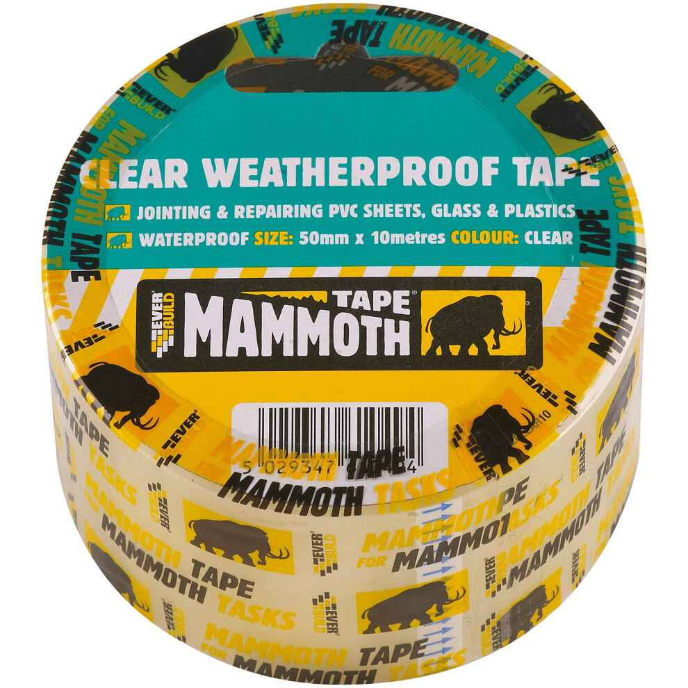 Everbuild Mammoth Clear Weatherproof Tape – Strongly Adhesive – Transparent – 50Mm X 10M