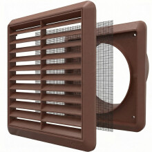 Kair Brown 100mm Louvred Wall Vent Grille with Flyscreen and Rear Spigot | Push-fit installation, Integrated insect screen