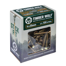Timber Wolf TW40035 Woodscrews - 4.0 x 35mm - Box of 100, Zinc & Yellow (Gold)