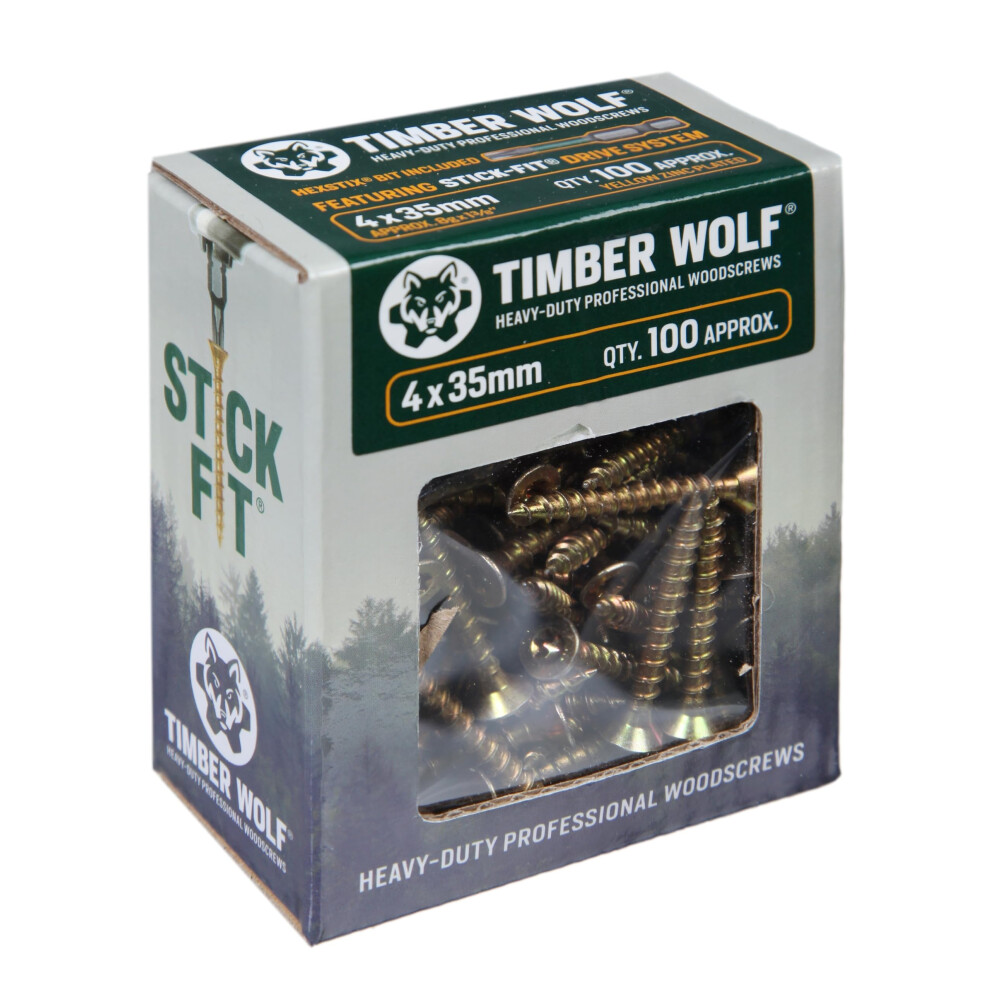 Timber Wolf Tw40035 Woodscrews - 4.0 X 35Mm - Box Of 100, Zinc & Yellow (Gold) 5003374041032