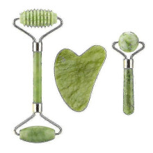2025 3 In 1 Facial Massage Roller Guasha Board Kit Double Heads Jade Stone Face Lift Skin Relaxation Slimming