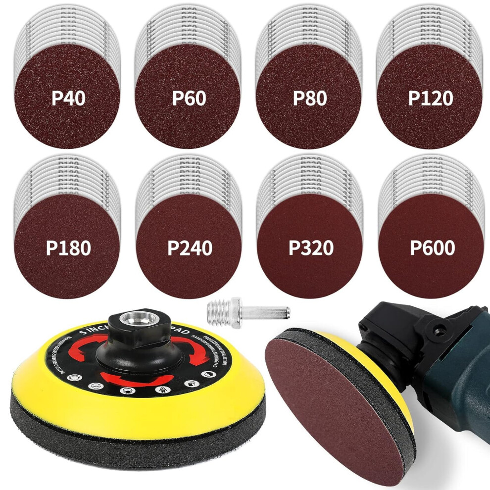 Pomsare Upgraded 80Pcs Angle Grinder Sanding Discs With Drill Sanding Attachment, 125Mm Hook And Loop Sanding Discs For Drill 5051226924064
