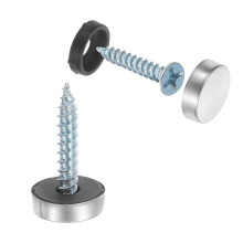sourcing map 12pcs Screw Covers Caps, 12mm Dia Stainless Steel Mirror Screws Decorative Cover Caps Nails Flat Gasket Mirror Screw Fasteners for Sign
