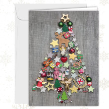 Edition Colibri XL Christmas Card Colourful Christmas Tree with Envelope DIN A4 Folding Card with Colourful Christmas Tree Motif (11096)